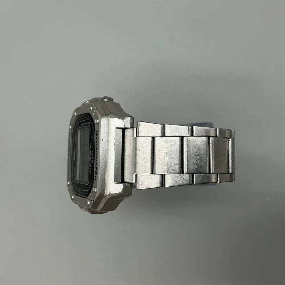 Casio W-218H Men Watch 43mm Digital Gray Steel Bracelet Chrono New Battery 7.25